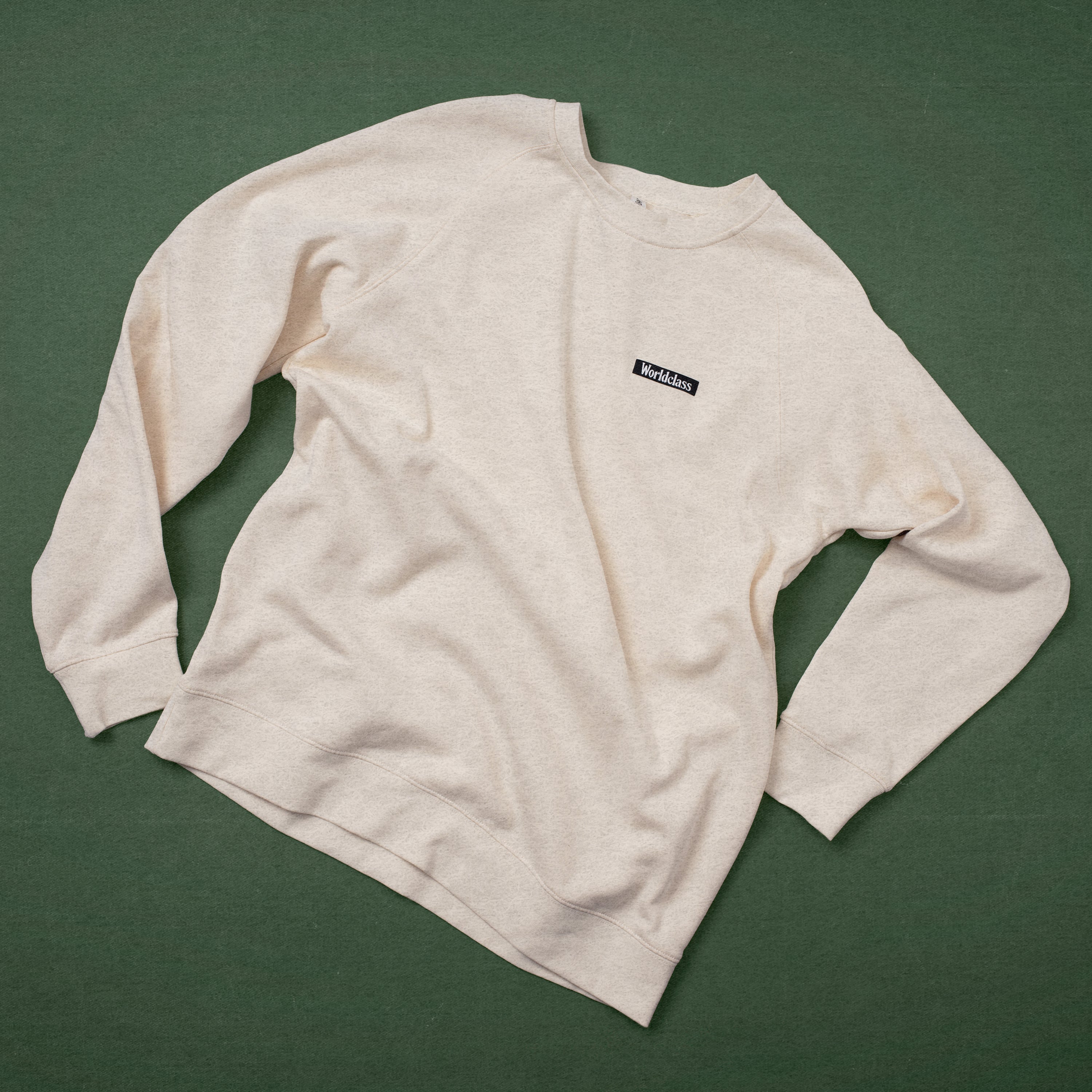 Men's Ecru Patch Sweatshirt | Worldclass Luxe Cotton Crewneck