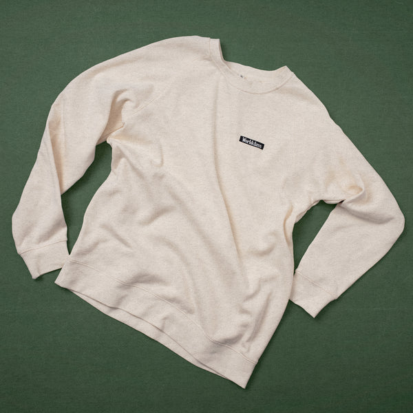 Men's Ecru Patch Sweatshirt | Worldclass Luxe Cotton Crewneck