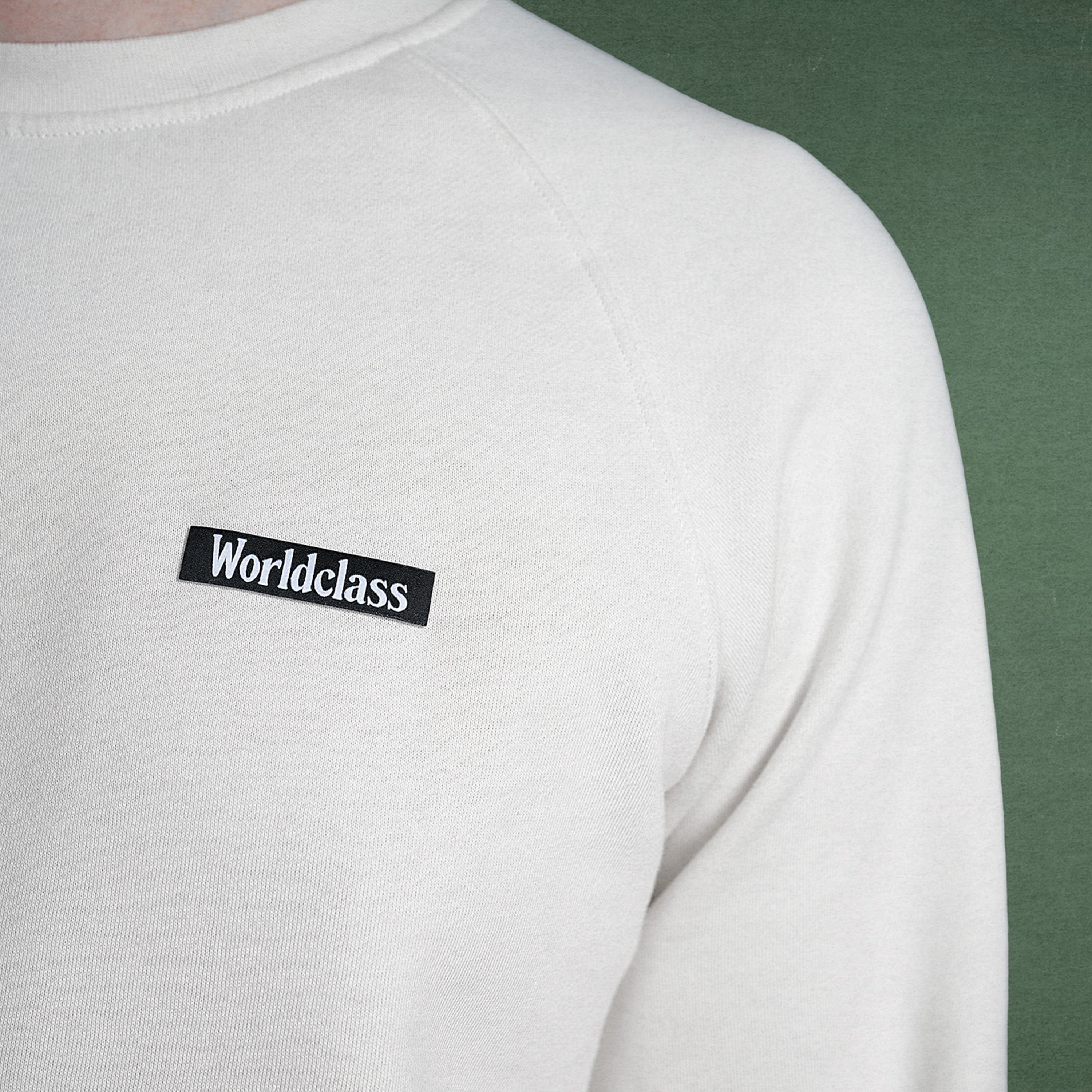 Men's Ecru Patch Sweatshirt | Worldclass Luxe Cotton Crewneck